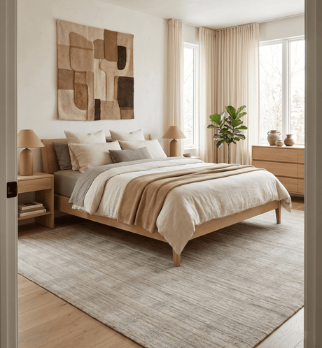 Shaded Beige 8x10 Hand Made Blended Wool Flatwoven Area Rug