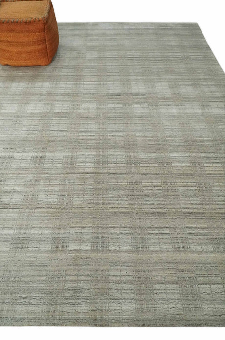Shaded Beige 8x10 Hand Made Blended Wool Flatwoven Area Rug
