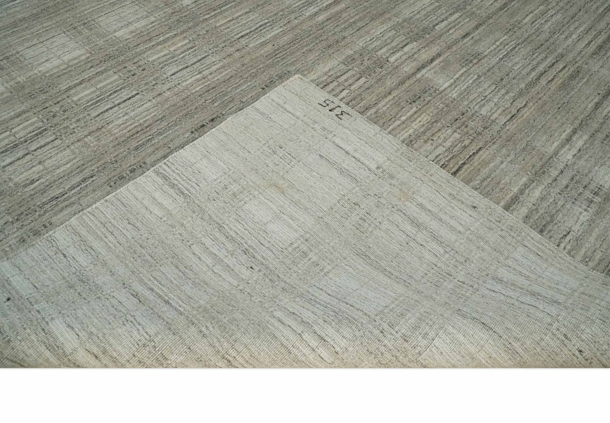 Shaded Beige 8x10 Hand Made Blended Wool Flatwoven Area Rug