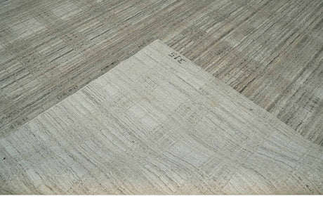 Shaded Beige 8x10 Hand Made Blended Wool Flatwoven Area Rug