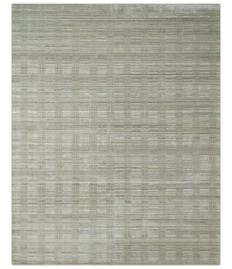 Shaded Beige 8x10 Hand Made Blended Wool Flatwoven Area Rug
