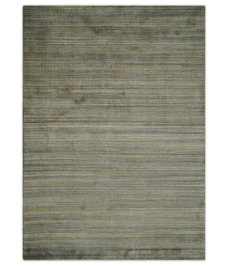 Shaded Beige Scandinavian 5x7 Blended Bamboo Silk Flatwoven Area Rug, Dinning, Kids Rug | HL45-Area Rug-Parc Decor