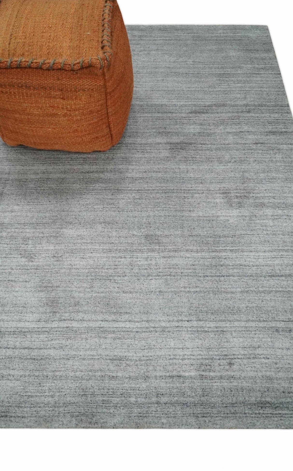 Shaded Silver Gray Scandinavian 5x7 Blended Bamboo Silk Flatwoven Area Rug, Dinning, Kids Rug | HL31-Area Rug-Parc Decor