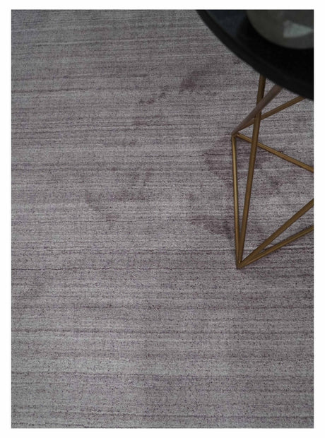 Shaded Solid Lavender purple 5x7 Blended bamboo Silk Hand Woven Area Rug