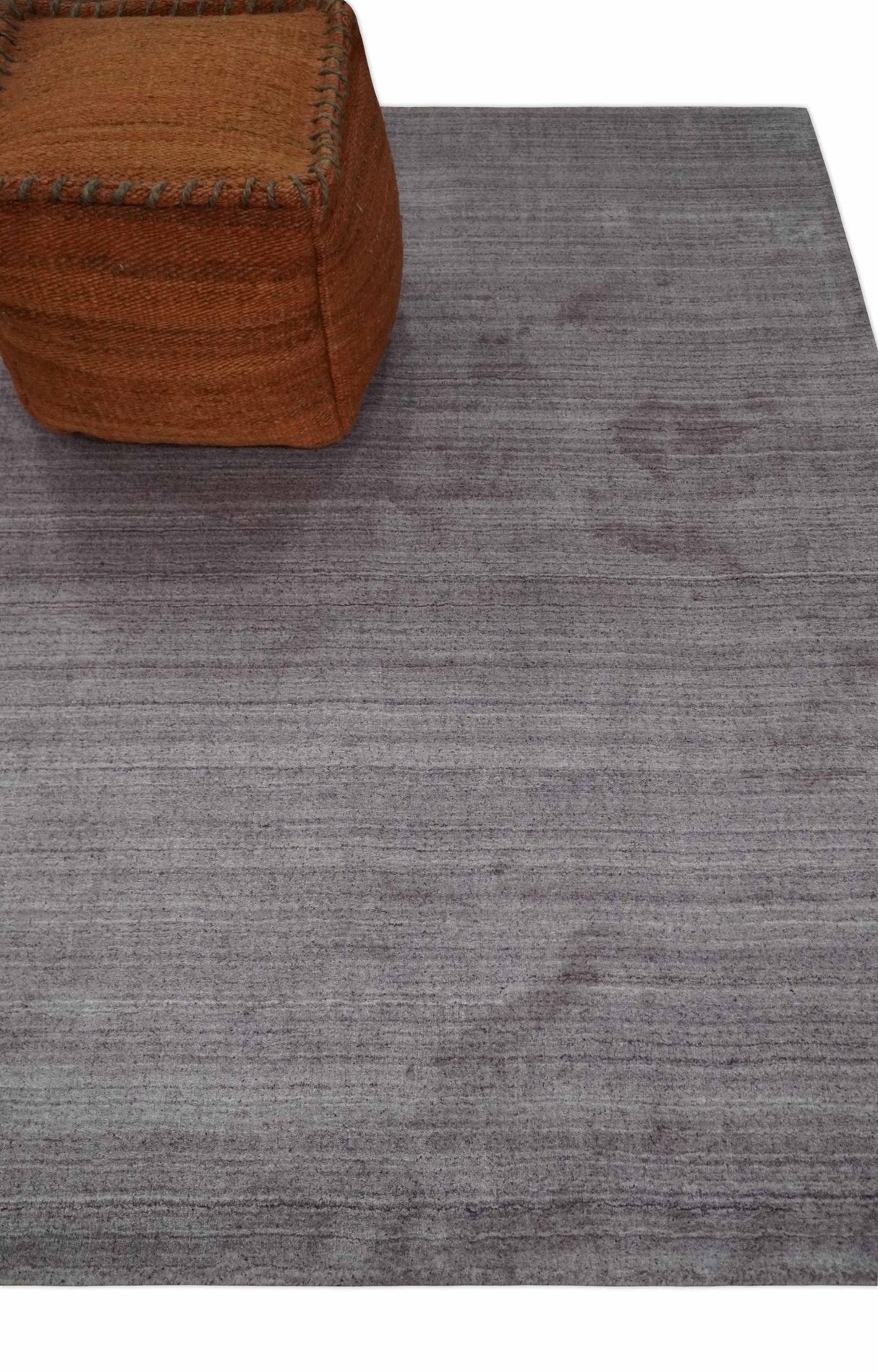 Shaded Solid Lavender purple 5x7 Blended bamboo Silk Hand Woven Area Rug