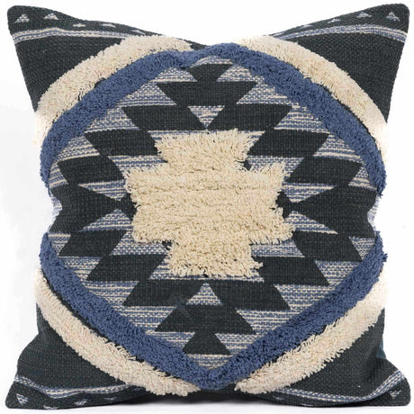 Shepardsville Navy Kilim Pattern Throw Pillow-Throw Pillows-Parc Decor