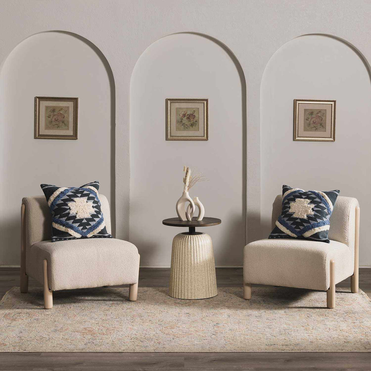 Shepardsville Navy Kilim Pattern Throw Pillow-Throw Pillows-Parc Decor