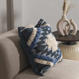 Shepardsville Navy Kilim Pattern Throw Pillow-Throw Pillows-Parc Decor