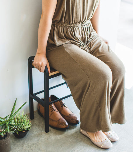 Shoe Organizer & Bench (18" H) - Steel + Wood-Shoe Rack-Parc Decor