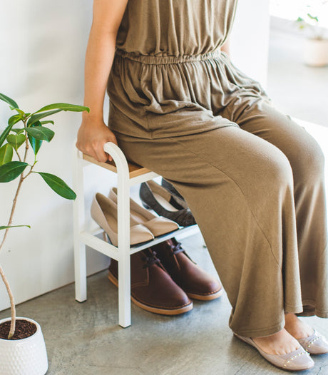 Shoe Organizer & Bench (18" H) - Steel + Wood-Shoe Rack-Parc Decor