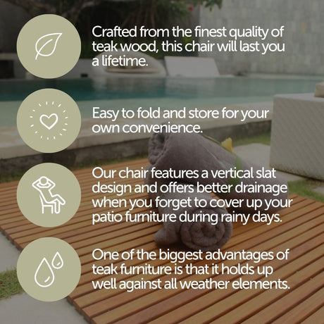 Sierra Natural Teak Outdoor Folding String Seat-Stool-Parc Decor