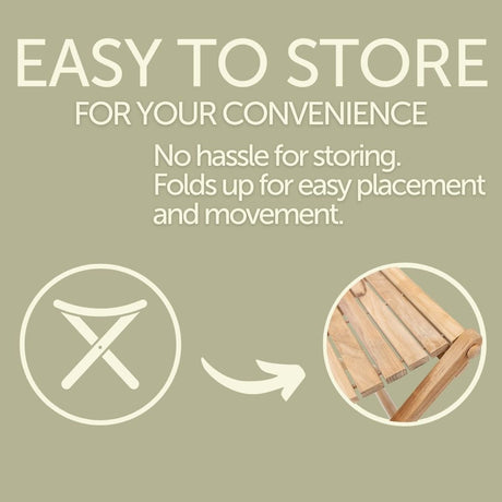 Sierra Natural Teak Outdoor Folding String Seat-Stool-Parc Decor