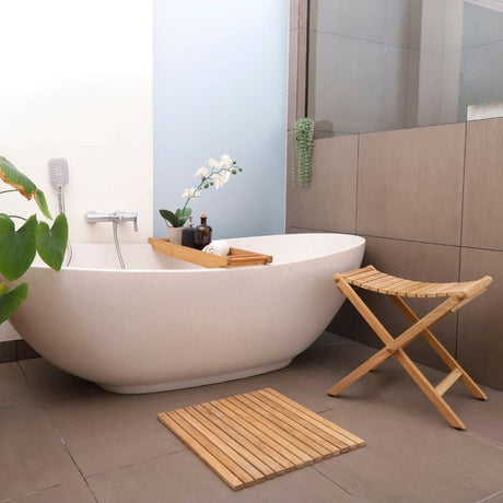 Sierra Natural Teak Outdoor Folding String Seat-Stool-Parc Decor