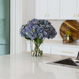 Signature Collection 18” Blooming Hydrangea Artificial Arrangement in Glass Vase-Arrangement-Parc Decor