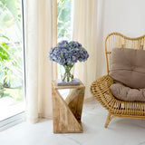 Signature Collection 18” Blooming Hydrangea Artificial Arrangement in Glass Vase-Arrangement-Parc Decor