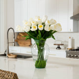 Signature Collection 24” Tulip Artificial Arrangement in Glass Vase-Arrangement-Parc Decor