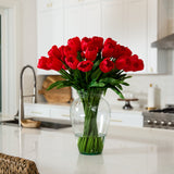 Signature Collection 24” Tulip Artificial Arrangement in Glass Vase-Arrangement-Parc Decor