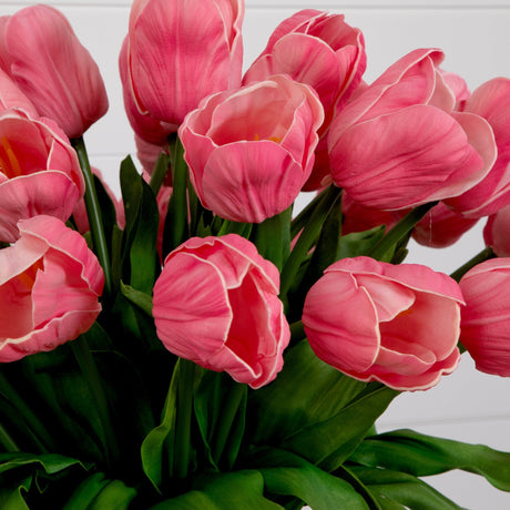 Signature Collection 24” Tulip Artificial Arrangement in Glass Vase-Arrangement-Parc Decor