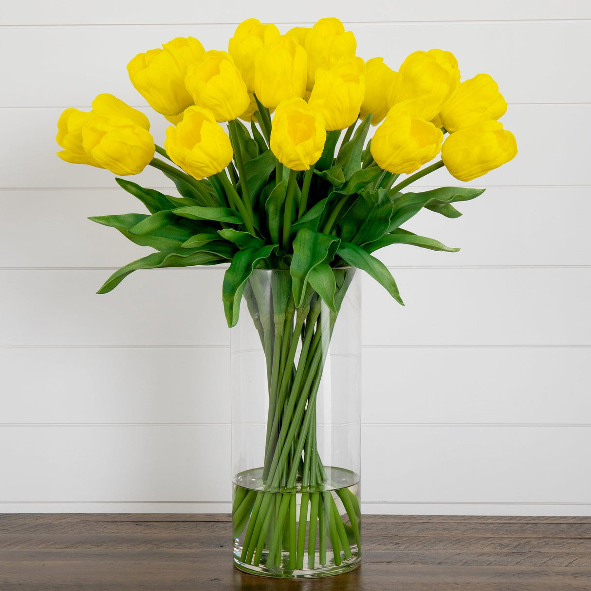 Signature Collection 26” Giant Tulip Artificial Arrangement in Glass Vase-Arrangement-Parc Decor