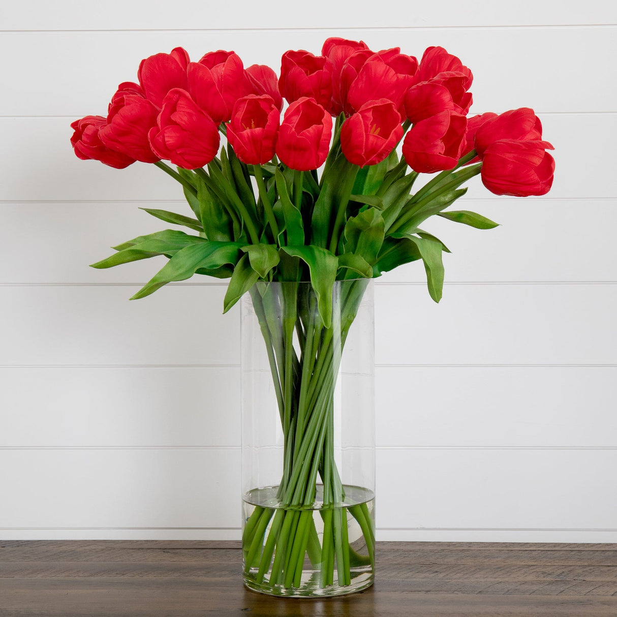 Signature Collection 26” Giant Tulip Artificial Arrangement in Glass Vase-Arrangement-Parc Decor