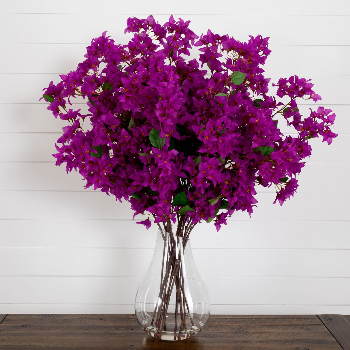 Signature Collection 41” Giant Bougainvillea Artificial Arrangement in Glass Vase-Arrangement-Parc Decor