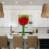 Signature Collection 44” Gladiola Artificial Arrangement in Glass Vase-Arrangement-Parc Decor