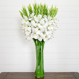 Signature Collection 44” Gladiola Artificial Arrangement in Glass Vase-Arrangement-Parc Decor