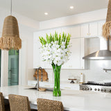 Signature Collection 44” Gladiola Artificial Arrangement in Glass Vase-Arrangement-Parc Decor