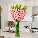 Signature Collection 44” Gladiola Artificial Arrangement in Glass Vase-Arrangement-Parc Decor