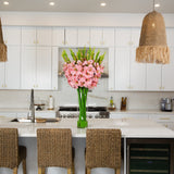 Signature Collection 44” Gladiola Artificial Arrangement in Glass Vase-Arrangement-Parc Decor