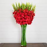 Signature Collection 44” Gladiola Artificial Arrangement in Glass Vase-Arrangement-Parc Decor