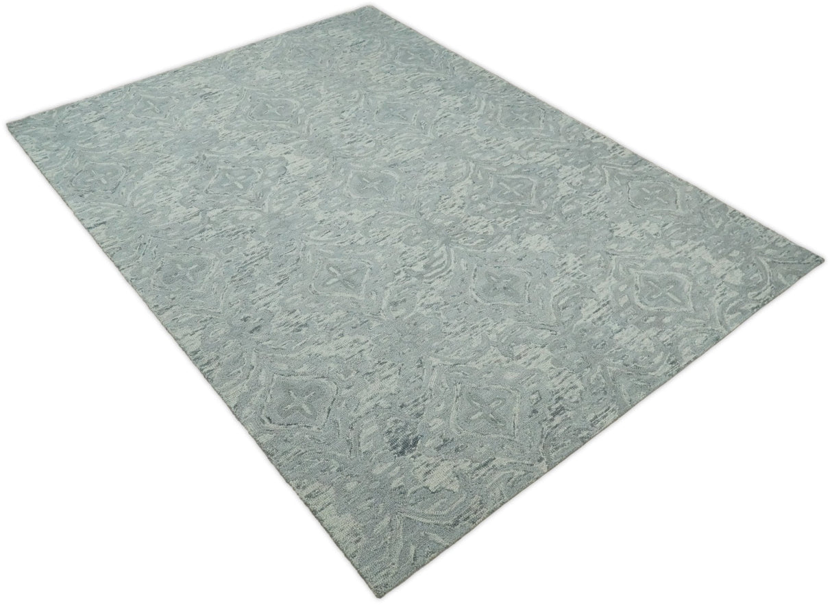 Silver And Beige Modern Style Hand Tufted Wool Area Rug
