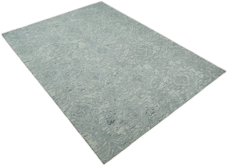 Silver And Beige Modern Style Hand Tufted Wool Area Rug