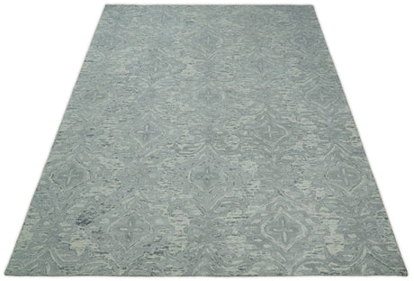 Silver And Beige Modern Style Hand Tufted Wool Area Rug