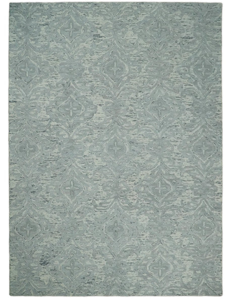 Silver And Beige Modern Style Hand Tufted Wool Area Rug