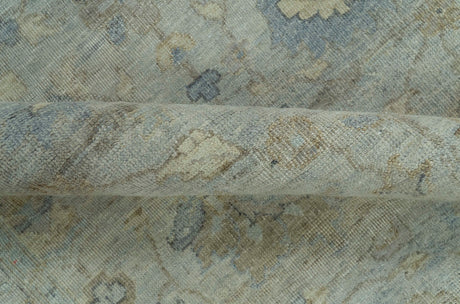 Silver And Beige Traditional Design Hand Knotted 4x5.6 Wool Area Rug