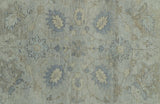 Silver And Beige Traditional Design Hand Knotted 4x5.6 Wool Area Rug