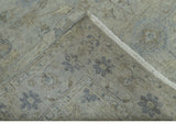 Silver And Beige Traditional Design Hand Knotted 4x5.6 Wool Area Rug