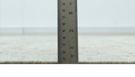 Silver And Beige Traditional Design Hand Knotted 4x5.6 Wool Area Rug