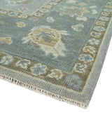 Silver and Brown Antique Traditional Floral Oushak wool area Rug