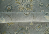 Silver and Brown Antique Traditional Floral Oushak wool area Rug