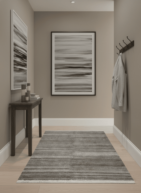 Silver and Charcoal Modern Abstract 5x8 Dari Pet yarn Area Rug