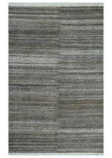 Silver and Charcoal Modern Abstract 5x8 Dari Pet yarn Area Rug