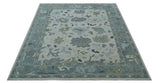 Silver and Gray Hand knotted Traditional Oushak Multi Size wool Area Rug