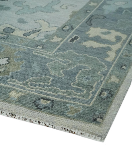 Silver and Gray Hand knotted Traditional Oushak Multi Size wool Area Rug