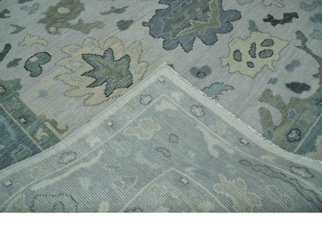 Silver and Gray Hand knotted Traditional Oushak Multi Size wool Area Rug