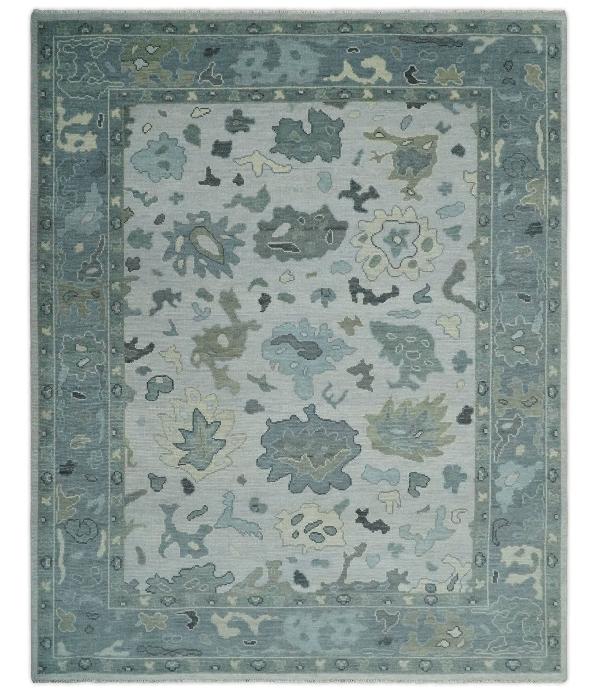 Silver and Gray Hand knotted Traditional Oushak Multi Size wool Area Rug