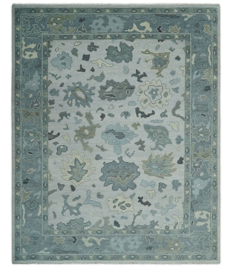 Silver and Gray Hand knotted Traditional Oushak Multi Size wool Area Rug