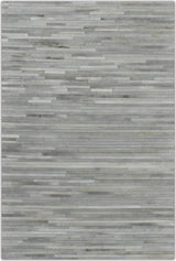 Silver And Ivory Handmade 5x8 Genuine Leather Area Rug