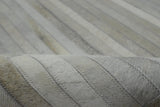 Silver And Ivory Handmade 5x8 Genuine Leather Area Rug